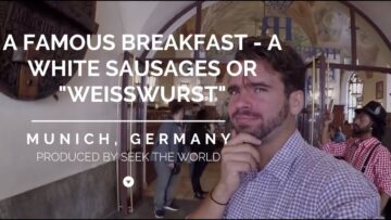 A FAMOUS BREAKFAST – A WHITE SAUSAGES OR WEISSWURST IN MUNICH, GERMANY.
